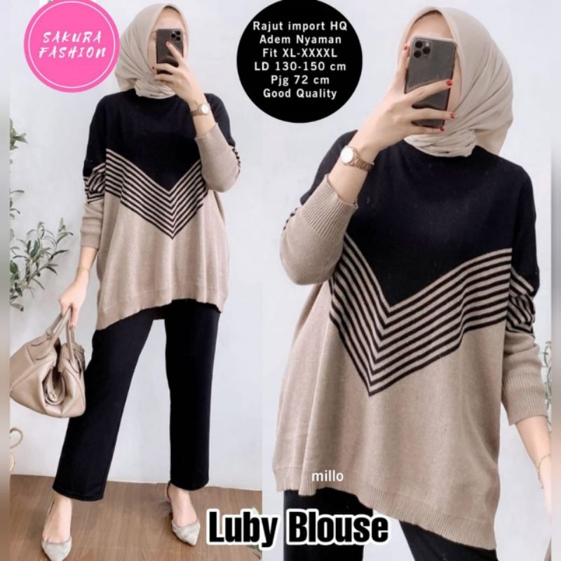 ATASAN BLOUSE RAJUT WANITA JUMBO/LUBY/BLOUSE WANITA RAJUT IMPORT HQ JUMBO LD 150 CM FIT XXXXL