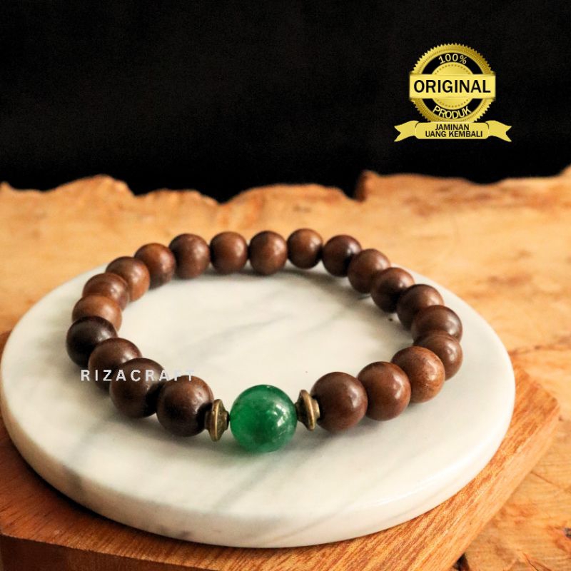 Sekat Giok Hijau Gelang Kayu Gaharu Hitam Wangi Kalimantan Asli China Original Pria Wanita asli 100%