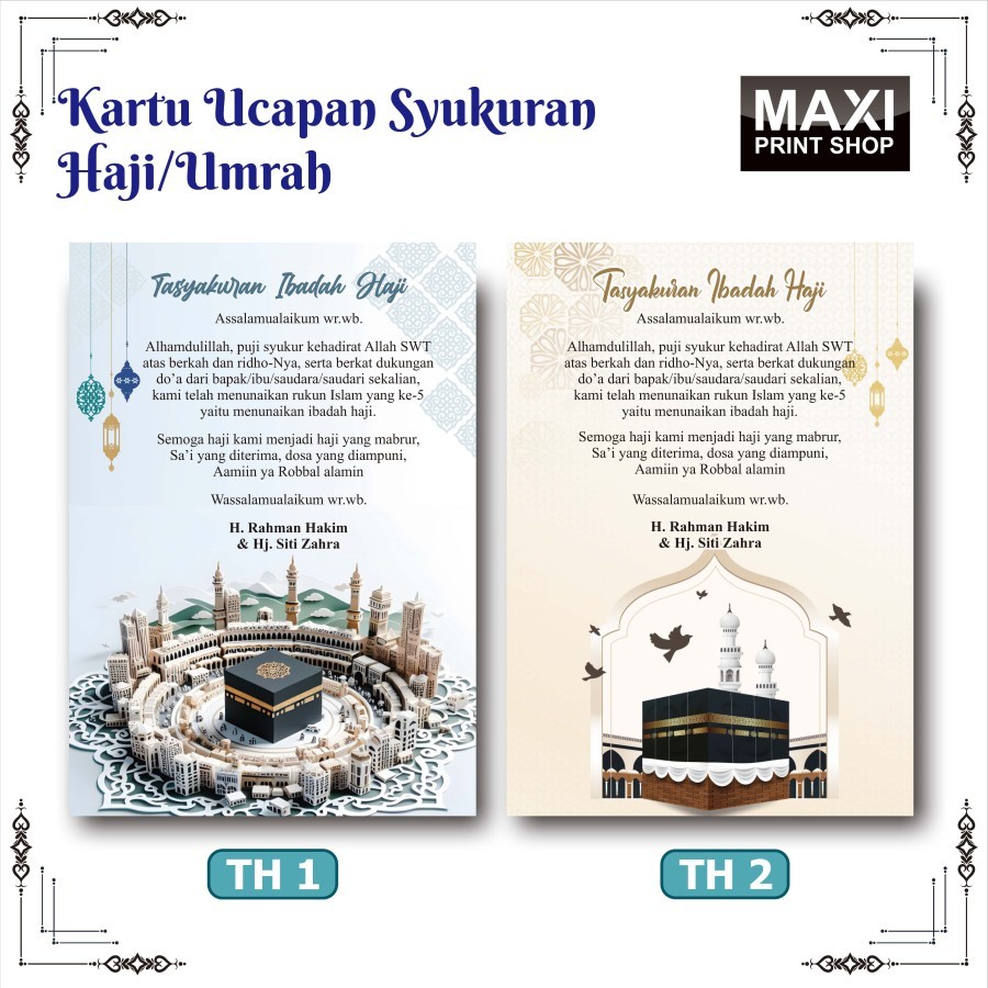 MAXI - Kartu Ucapan Syukuran Haji dan Umrah / Souvenir Haji Umroh /  Kartu Tasyakuran  Haji Umroh / 