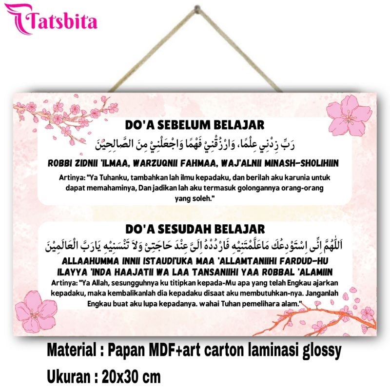 TATSBITA Pajangan Hiasan Dinding Dekorasi Wall Decor Do'a-Do'a Harian Makan, Tidur, Belajar, Keluar 