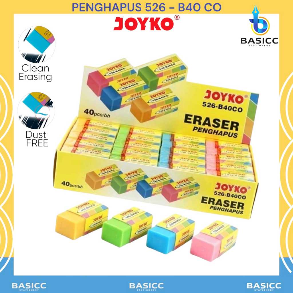 

Joyko Eraser Penghapus 526-B40CO | 1Kotak=40Pcs