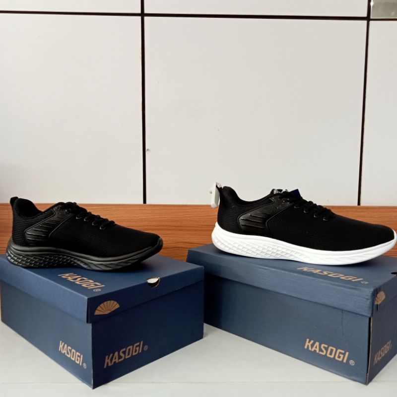 Sepatu Sekolah Kasogi Columbia Full Hitam / Hitam Putih