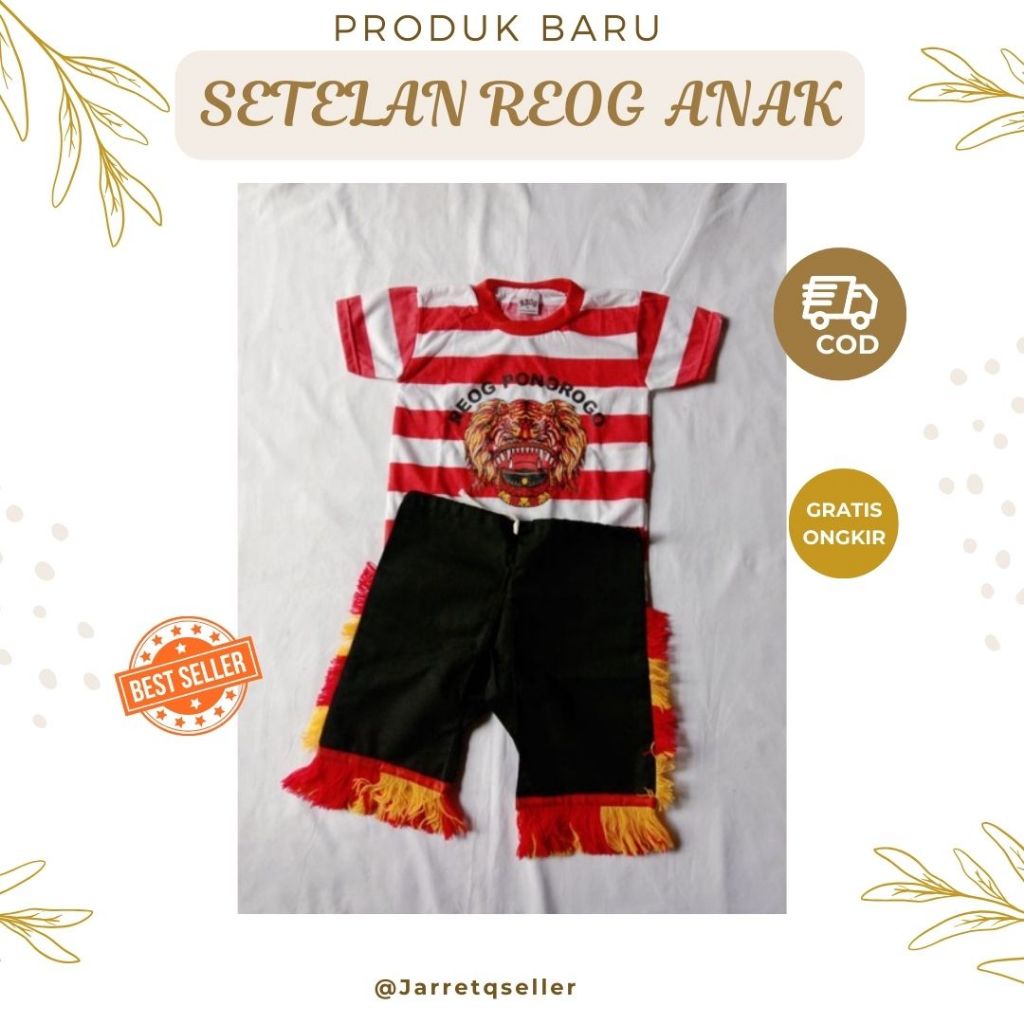 New Setelan Anak Reog Ponorogo |Kaos Jaranan Reog Jathilan Madura || Kaos Sakerah Garis Merah Putih