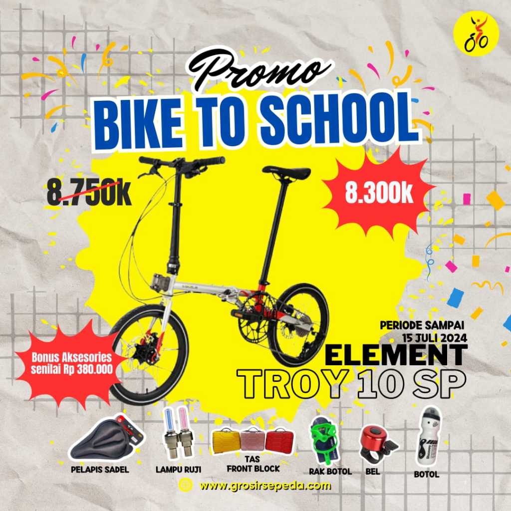 Sepeda lipat Dewasa Troy termurah Awet ORIGINAL Bergaransi 1 Tahun Element Troy 16 10Sp