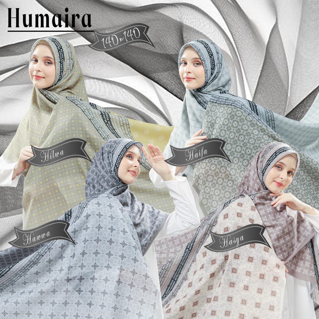 Hijab Jumbo 140 x 140  | Kerudung Segi Empat Motif | Jilbab Syar'i Humaira Series