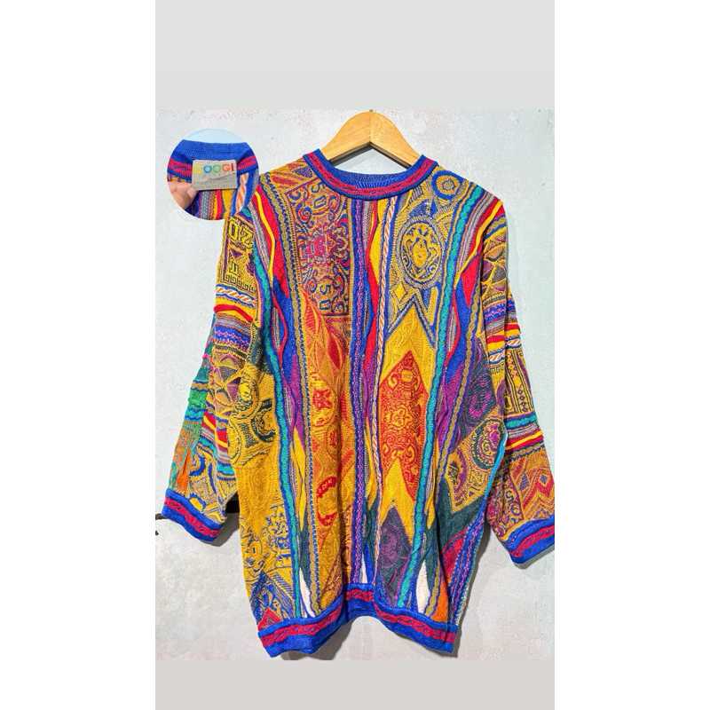 COOGI Authentic Knit Sweater Rajut Unisex Cardigan coogie Vintage Motif Timbul
