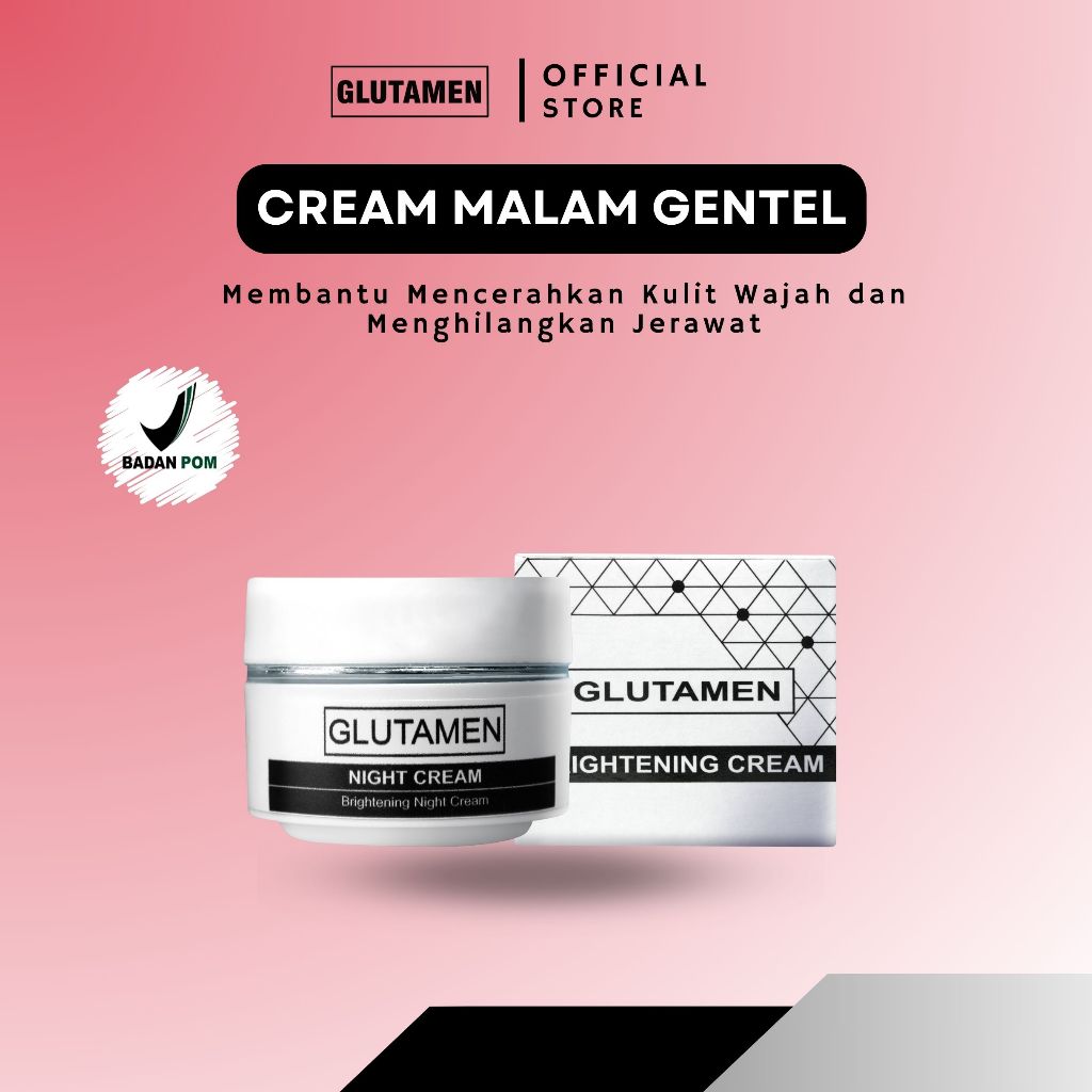 Glutamen Cream Malam Gentel BPOM Krim Pemutih Kulit Wajah Pria Cream Retinol Penghilang Noda hitam B