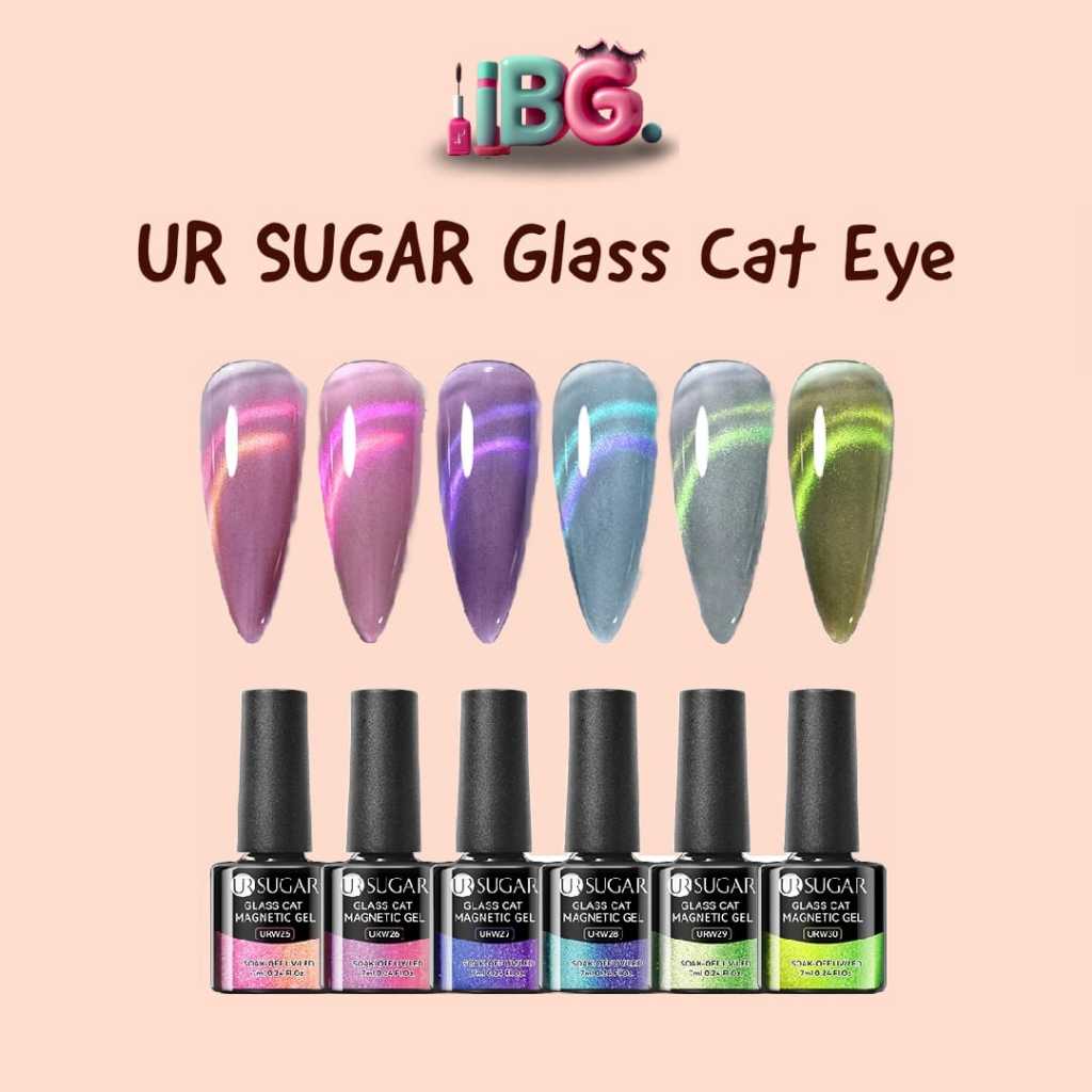 UR Sugar Glass Cat Eye / Glass Cat Magnetic Gel Cat Eyes UR Sugar / Nail Art Gel Glass Transparan Cat Eye