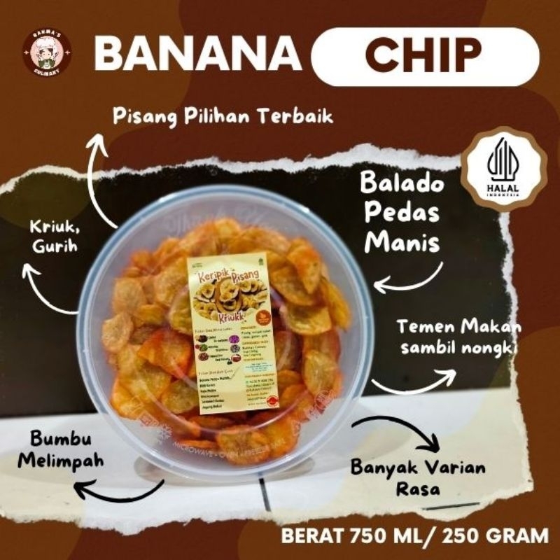 

Keripik Pisang Gurih Rasa Balado Pedas Manis/Banana Chips Bulat