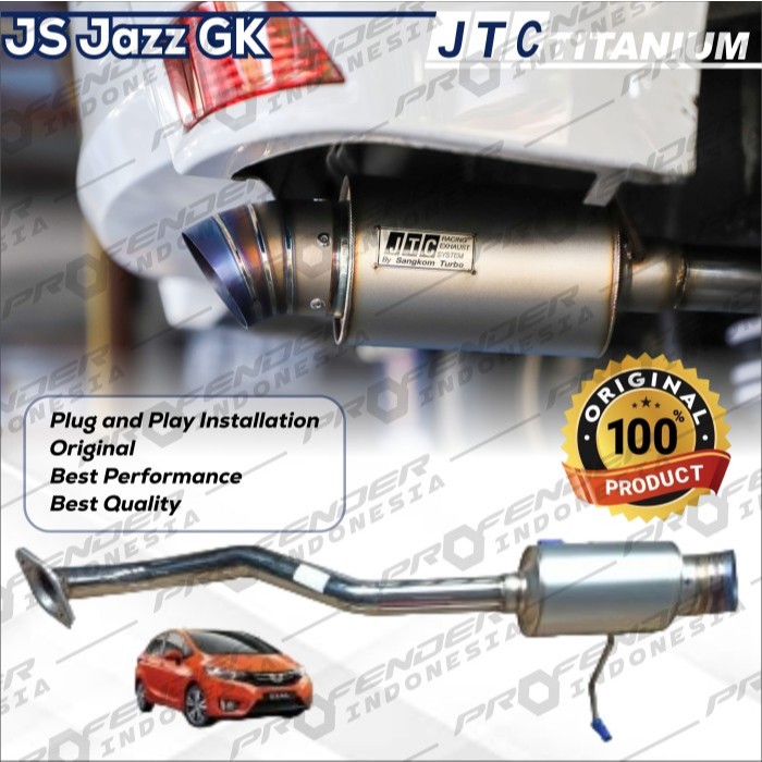 JTC titanium - Muffler JS Racing Big Model - Exhaust Muffler Knalpot - Honda Jazz GK 15+ - Original 