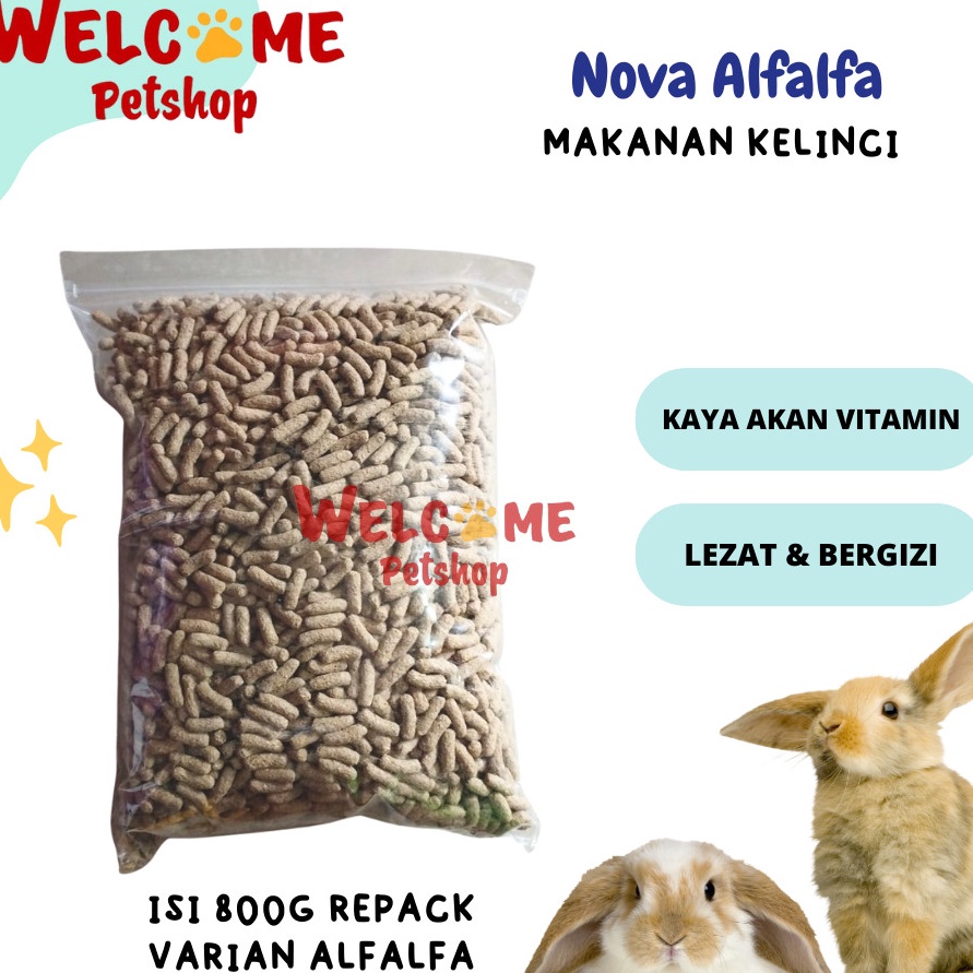 FG2 Nova Alfalfa 8g Repack Makanan Kelinci Pakan Rabbit Enak Wangi Asli