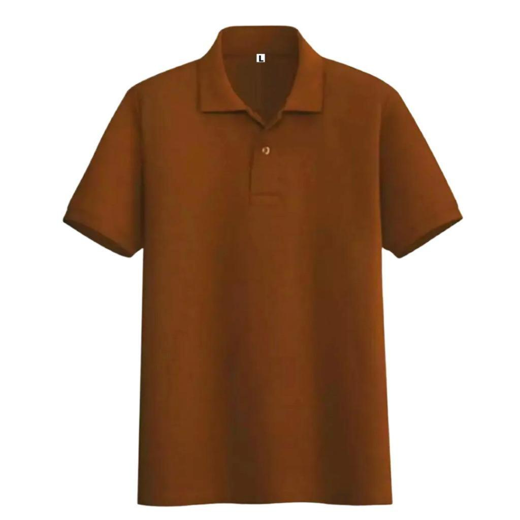 polos Polo Coklat Kaos Polo Lengan Pendek Pria Warna Coklat Susu Bahan Katun Pique Nyaman Dipakai Se