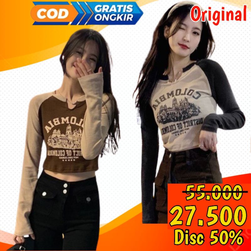 ZAHAQUEEN ~ T-SHIRT LONGSLEEVE OMBIA BAHAN RIB PREMIUM / long sleeve wanita longsleeve tshirt longsl