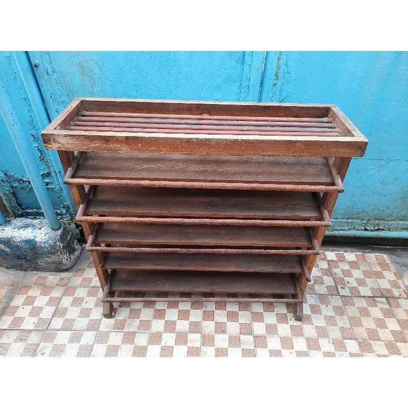 Rak sepatu Kayu - Wooden Rack shoes antik second