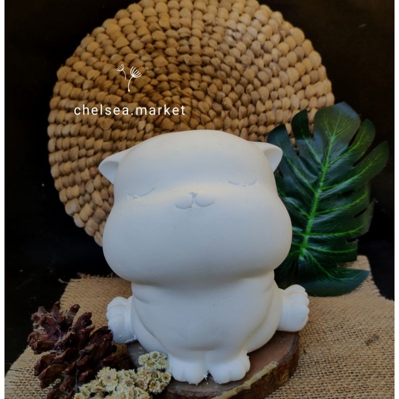 patung lukis gypsum celengan 3D kucing
