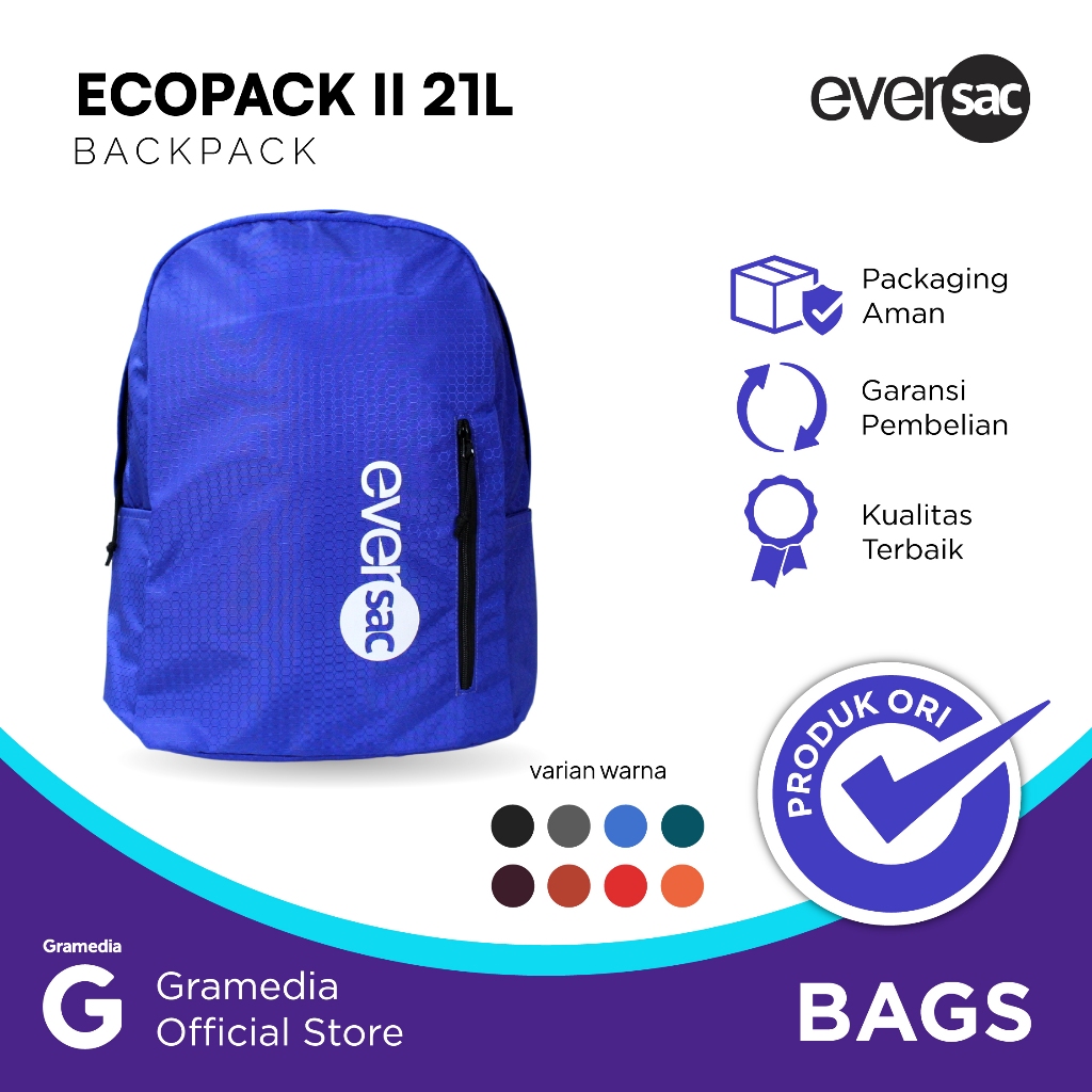 Backpack / Tas Ransel / Tas Sekolah Eversac Ecopack Ii Backpack Blue