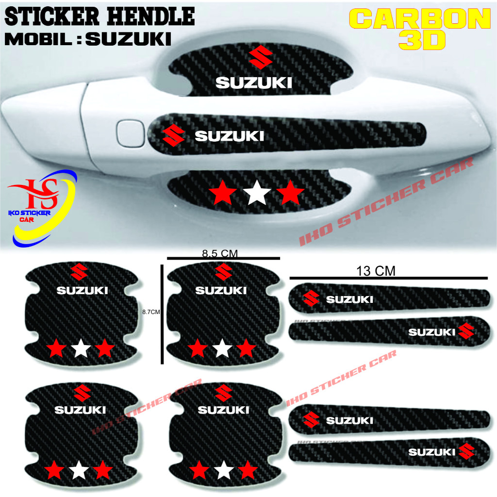 3D STICKER CARBON HANDLE MOBIL SUZUKI STICKER PELINDUNG GAGANG PINTU MOBIL
