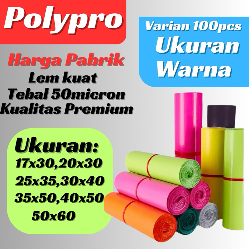 

Plastik Packing / Polymailer Warna LDPE Glossy (Isi 100Pcs)