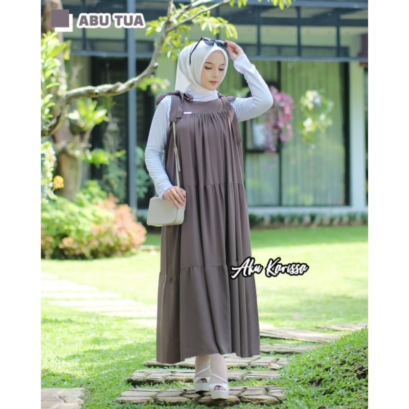 BAJU GAMIS ARINDA AKU KARISSA CERUTY BABY DOLL OUTER POLOS CANTIK HARIAN REMAJA KEKINIAN TERBARU BUS