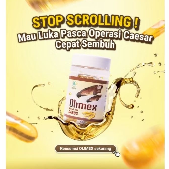 Olimex Kapsul Minyak Ikan Gabus isi 60kapsul ASLI, 100% ORIGINAL