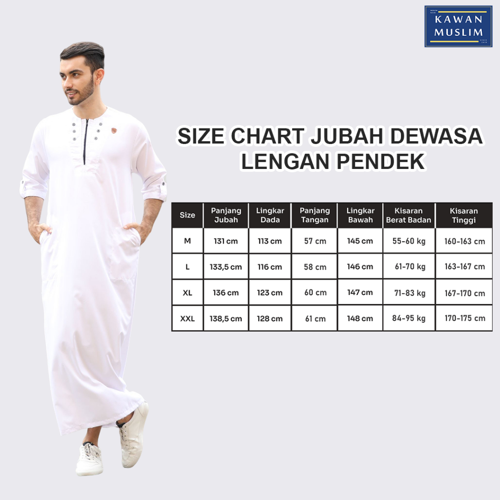 Kawan Muslim - Baju Jubah Gamis Pria Bahan Katun Toyobo Premium Bisa Cod Putih Hitam Hijau Abu-1