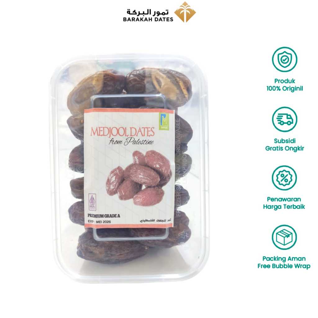 

Kurma Medjool Palestine Super JUMBO Premium 500gram Kemasan Mika