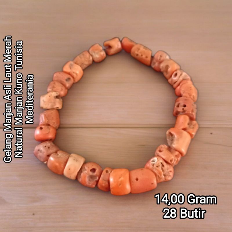Gelang Marjan Asli natural Marjan Laut Merah Mediterania