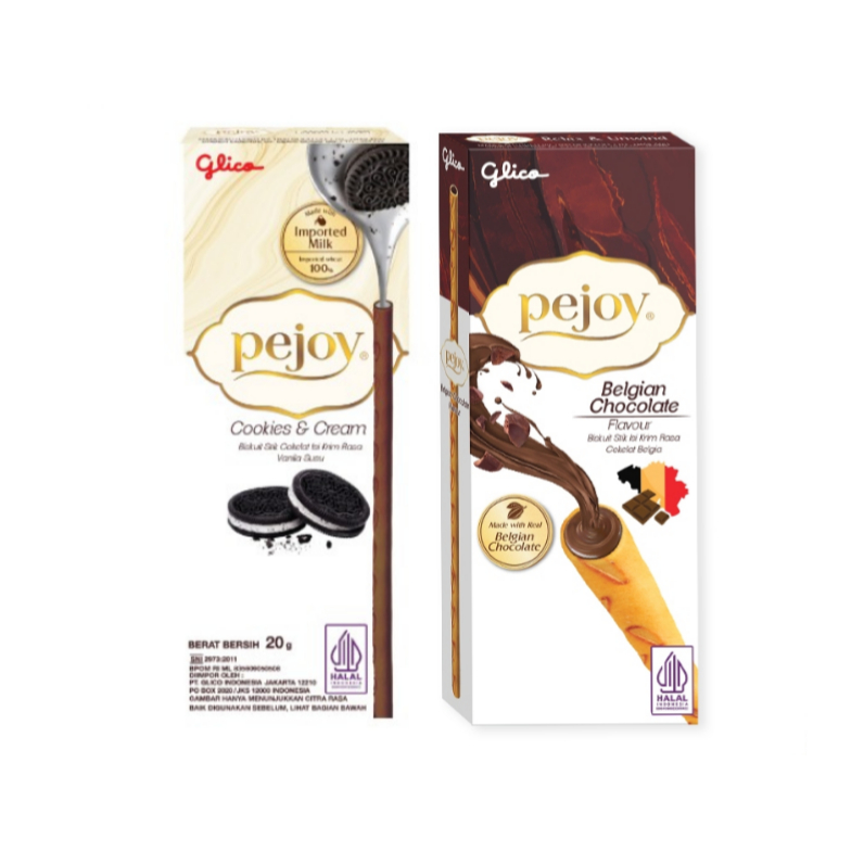 

PEJOY GLICO 20gr CHOCOLATE FLAVOUR COOKIES CREAM COKELAT BISKUIT STIK ISI KRIM RASA COKLAT AFRICAN CACAO IMPORTED MILK VANILA SUSU GROSIR MURAH MAKANAN RINGAN CEMILAN ANAK POCKY BISKUIT KUE WAFER