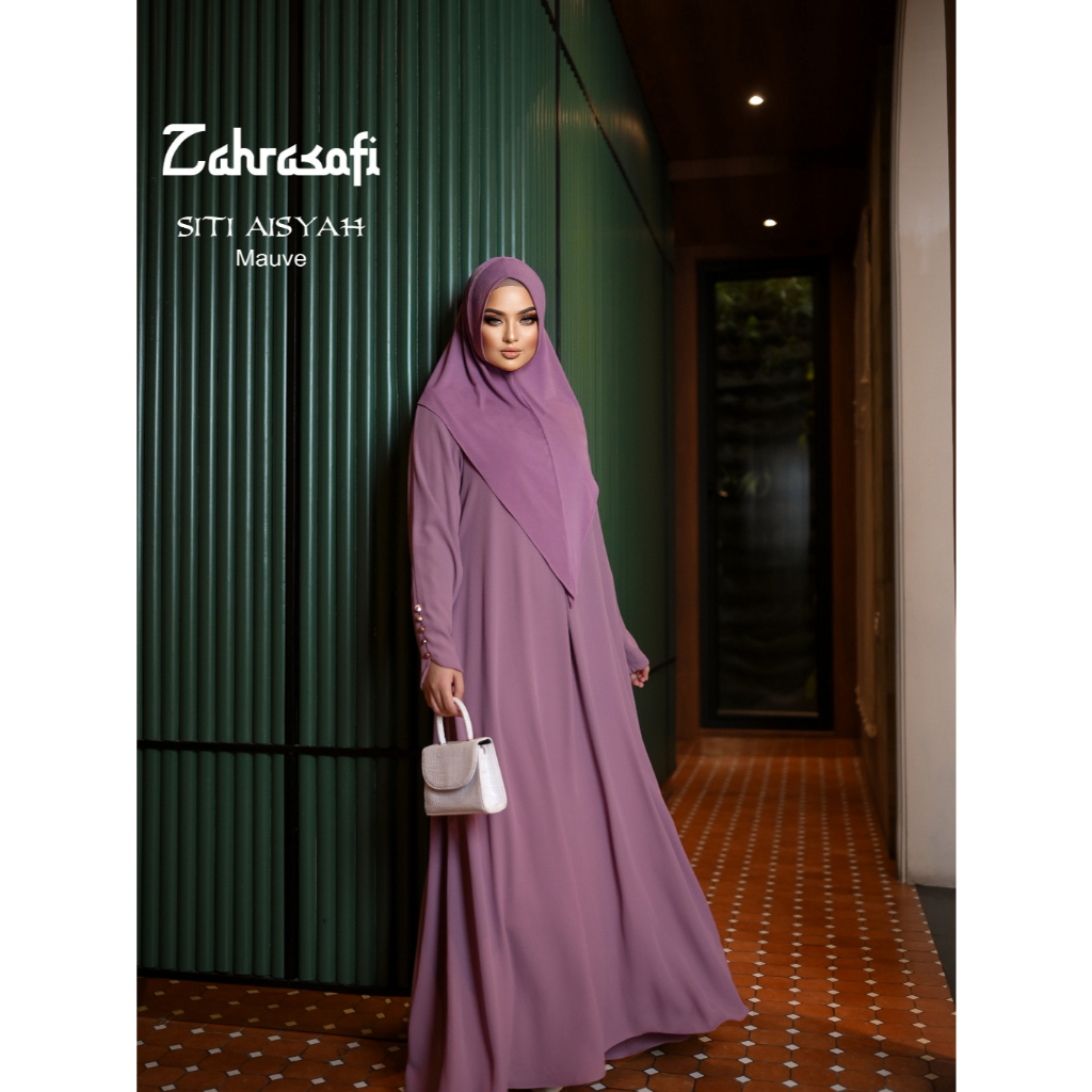 Zahrasofi Siti Aisyah Mauve Abaya Set / French Khimar / Dress Syari / Baju Umroh / Hijab Premium / G