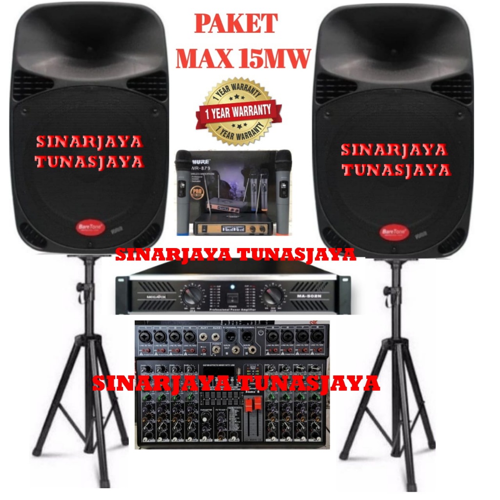 Speaker aktif 15 inch Paket sound system Ashley 8 channel power garansi resmi