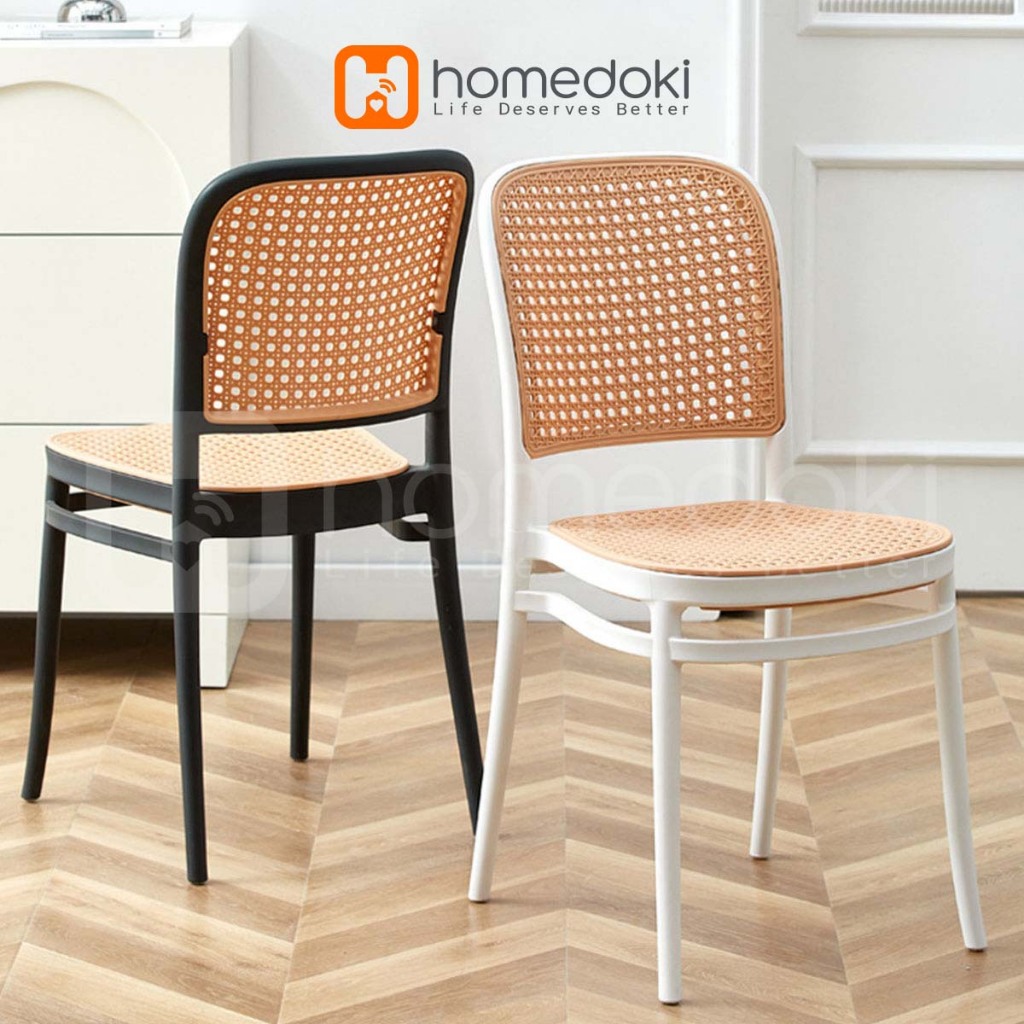 Homedoki Kursi Rotan/Kursi Plastik/Kursi Makan/Kursi Cafe/Kursi Teras/Kursi Aesthetic
