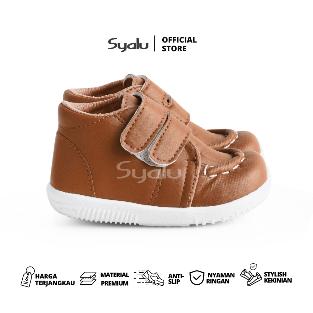 Syalu Sepatu Anak Laki Laki Model Boots Bunyi Cit BR Brown