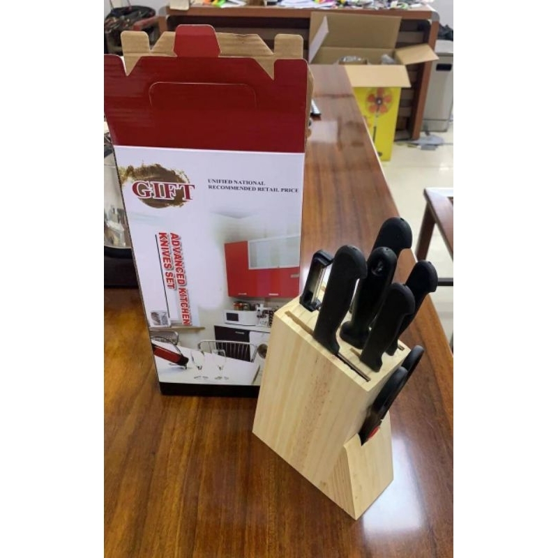 Pisau set/kitchen set knife pisau dapur satu set lengkap beserta tatakan