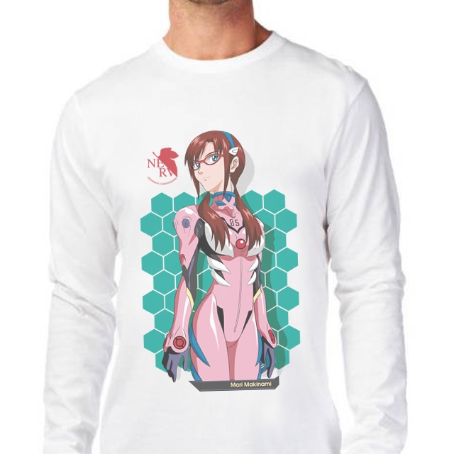 Kaos Mari Makinami Anime Tetralogi Rebuild of Evangelion Tshirt 100% Cotton | Shortsleeve & Longslee