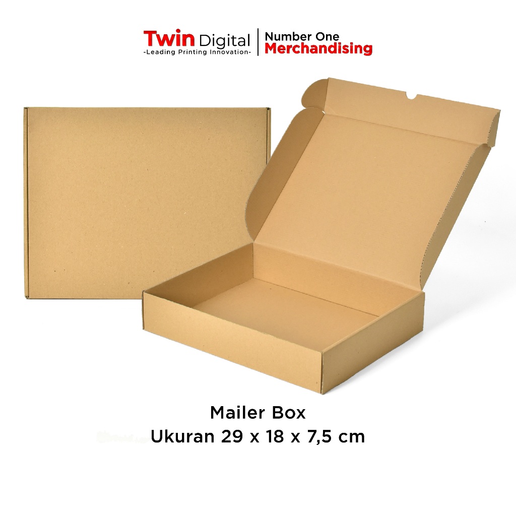 

Twindigital Box Kardus / Kotak Kado / Dus Hadiah / Corrugated Box - Mailer Box Polos Uk 29x18x7.5