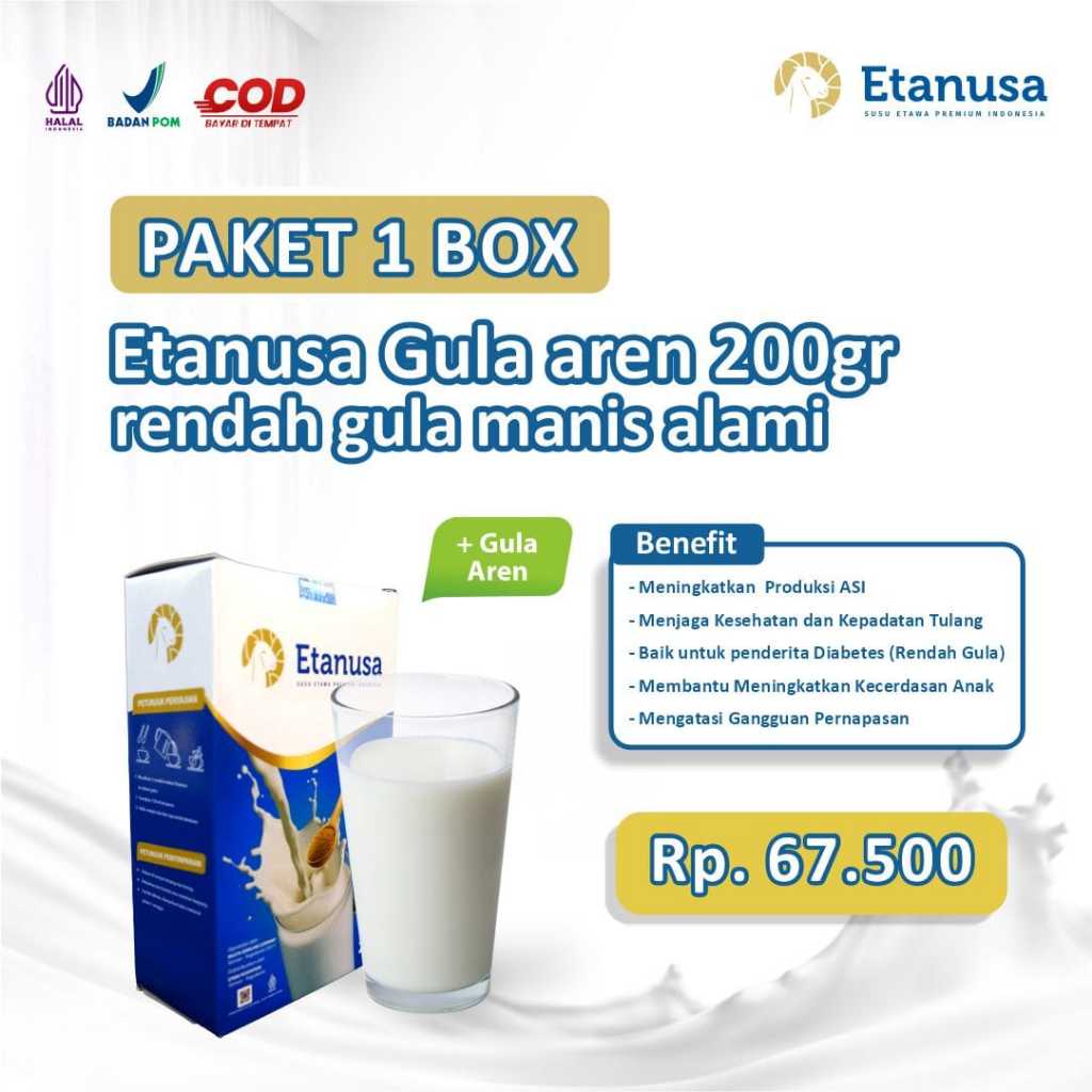 

ETANUSA - Gula Aren 200Gr Susu Kambing Tingkatkan Kepadatan & Kesehatan Tulang Nyaman Di Lambung