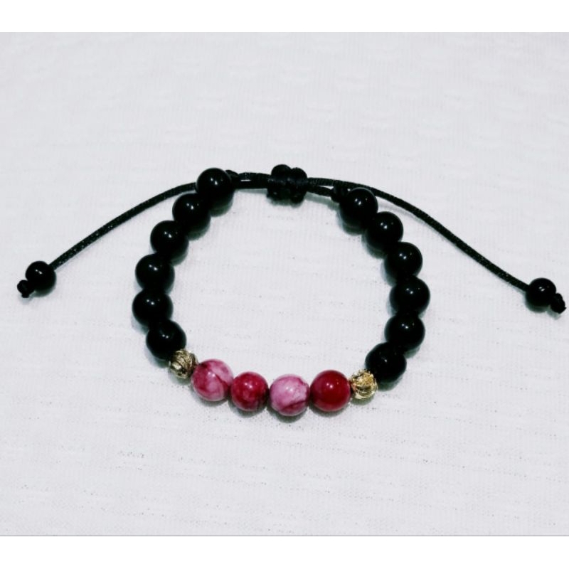 Gelang Kristal mix  Batu Alam Giok Merah