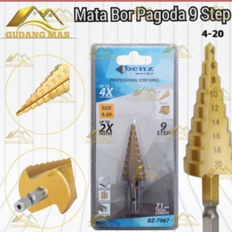 Mata Bor Besi Pagoda 4mm - 20mm / Mata Bor Piramid / Mata Bor Ulir