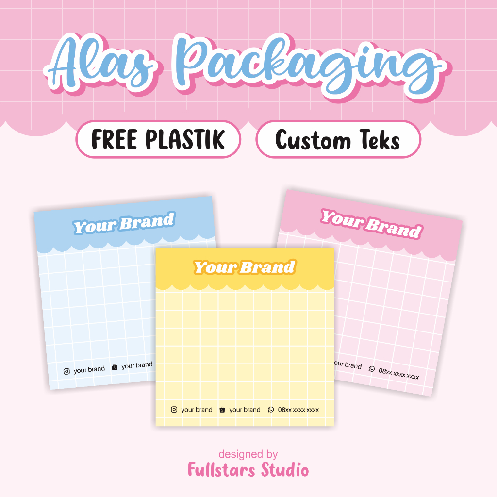 

[FREE PLASTIK] 7x7cm 8x8cm Alas Packaging Tema Pastel Cute Kawaii | Tema Kotak-kotak Grid | Alas Packaging Gelang | Alas Packaging Kalung | Alas Packaging Cincin | Alas Packaging Aksesoris