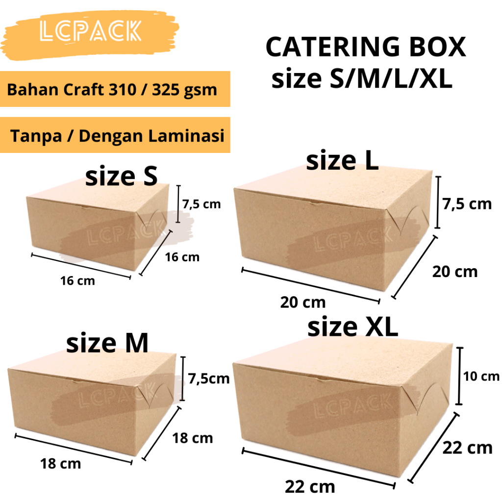 PAPER BOX CATERING CRAFT KRAFT COKLAT KOTAK NASI KATERING PAPER LUNCH BOX SNACK DUS KUE BOX CEMILAN 