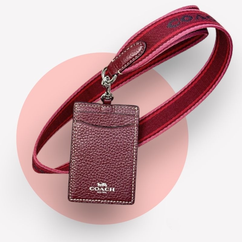 

coach Leather ID Lanyard Wine Multi