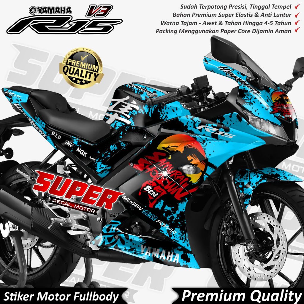 Stiker Decal Motor Yamaha R15 V3 Full Body Variasi Hayabusa