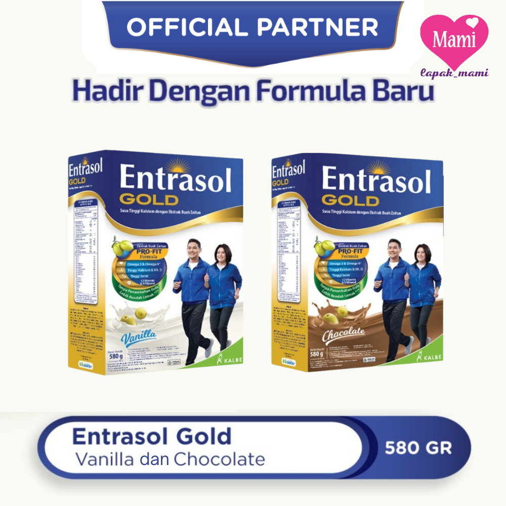 

Entrasol Gold Vanila Cokelat 580g Susu Tinggi Kalsium Dengan Pro-fit Formula Untuk Tulang Lebih Kuat