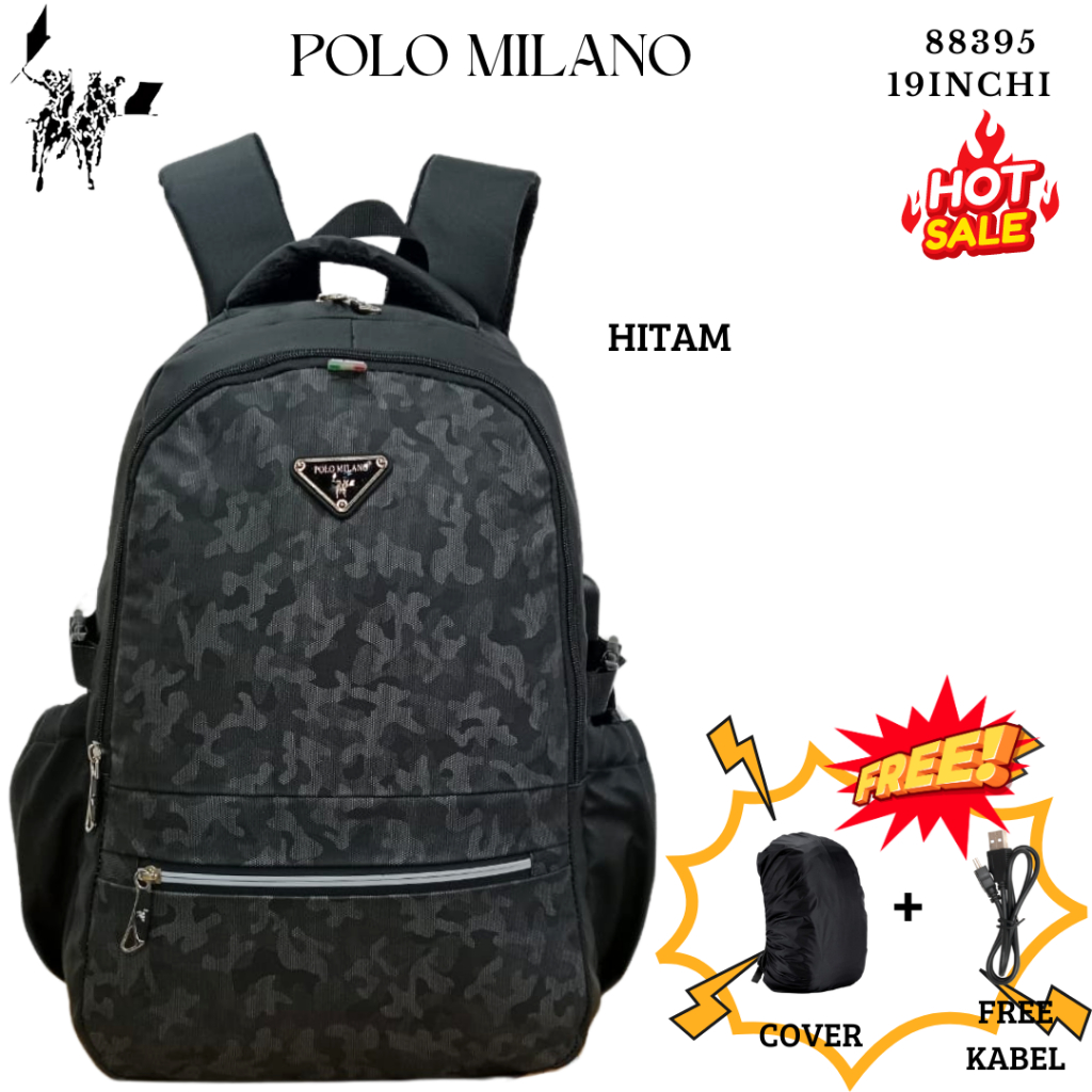Tas Pria Tas Kerja POLO MILANO 88395-19INCHI Tas Laptop USB Tas Perempuan