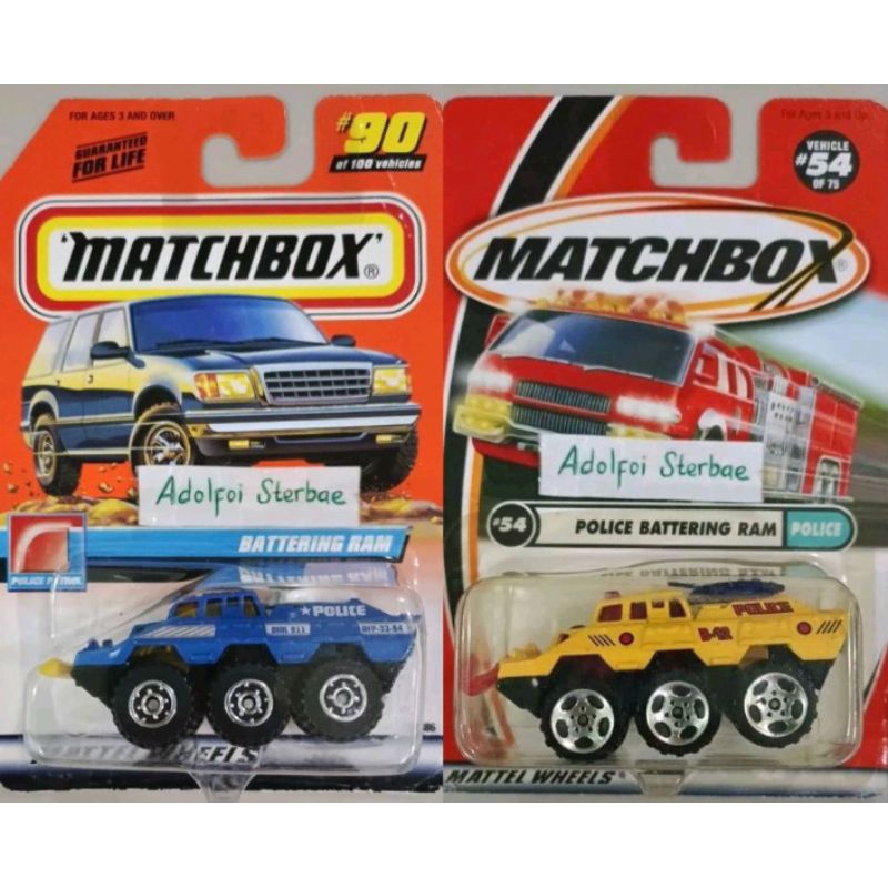 matchbox police battering ram police patrol roda ban 6 tank