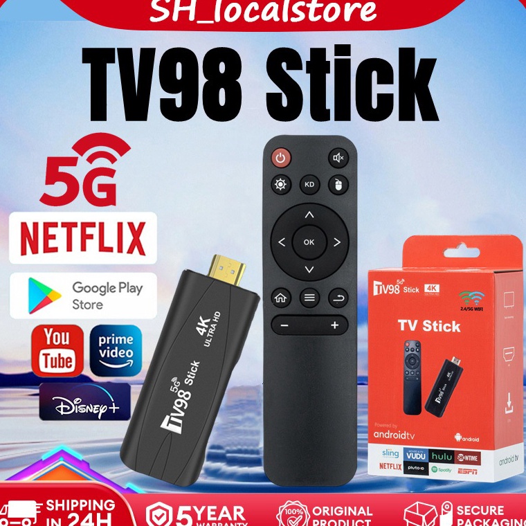Wow Murah Meriah TV98 Smart TV Stick 4K 5G WIFI TV Stick TV BOX 16gb Ram 256gb Rom Android 12 TV Sti