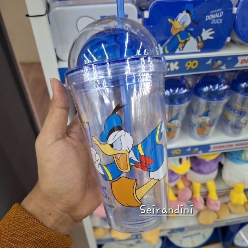 Tumbler Disney Donald Duck With Straw 480ml Gelas Bulat Dengan Sedotan Botol Kado Hadiah Unik Mr DIY