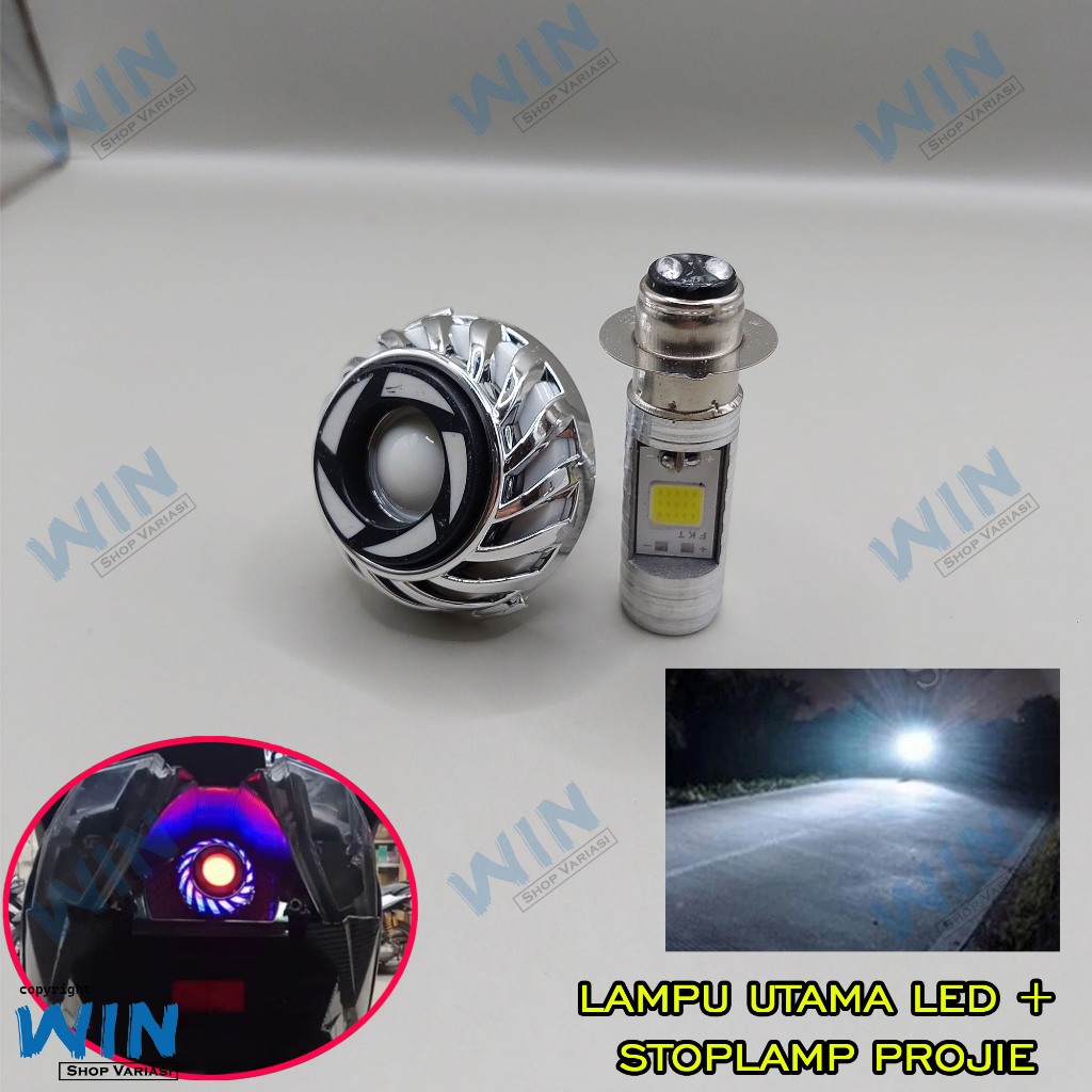 lampu led motor depan + lampu projie rem belakang/lampu stop projie