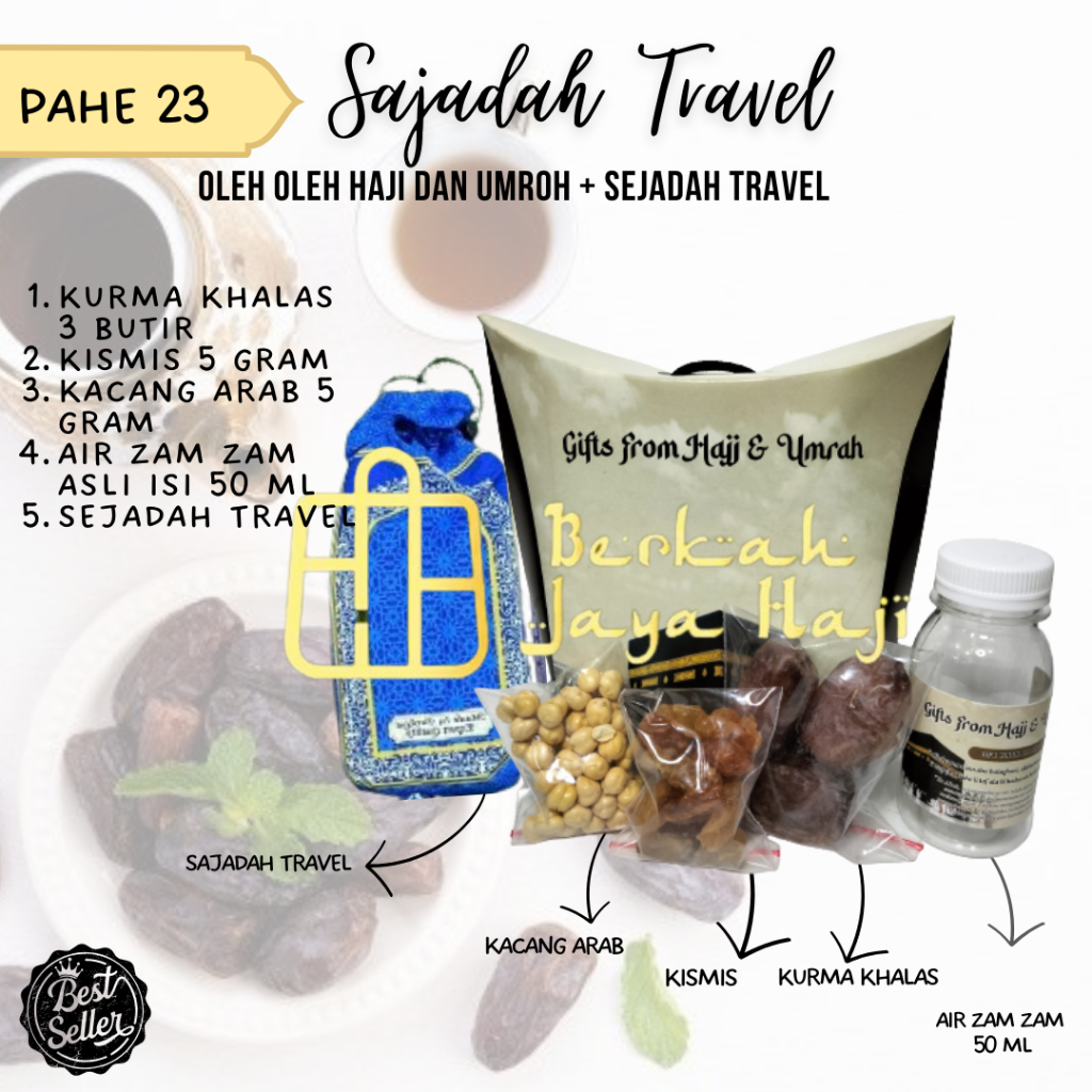 

Paket oleh oleh haji dan umroh ISI 50PCS + sajadah travel