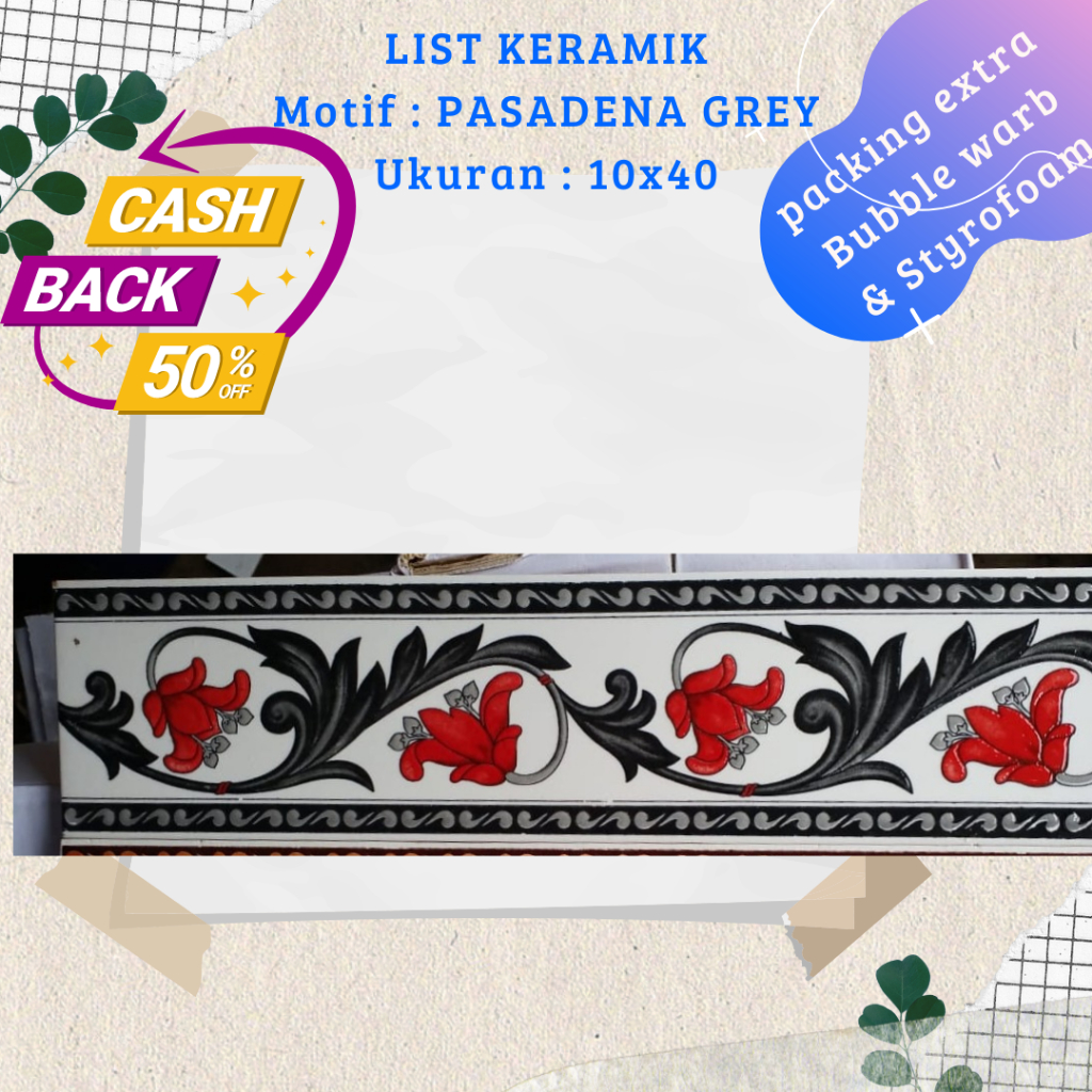 list keramik minimalis ukuran 10x40 / grosir list keramik minimalis motif hazenda / list keramik din